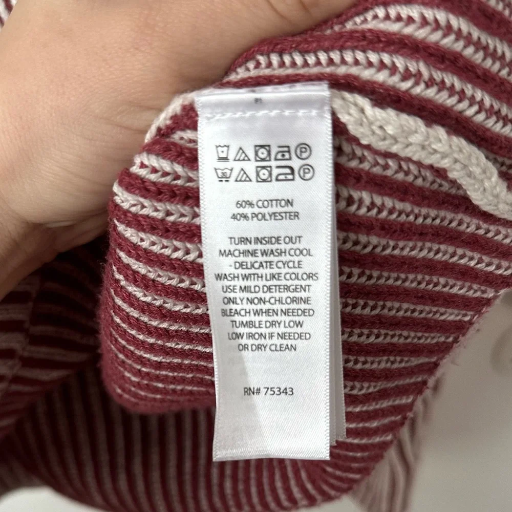 3/$20 💥 Rachel Zoe Burgundy‎ Chunky Ribbed Knit Cowl Neck Sweater Cotton Blend